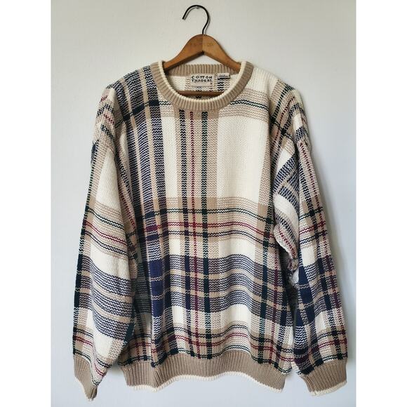 VTG 90s Cotton Traders Knit Mens Size M Multicolor Stripes Grandpa Cosby Sweater - Picture 1 of 12